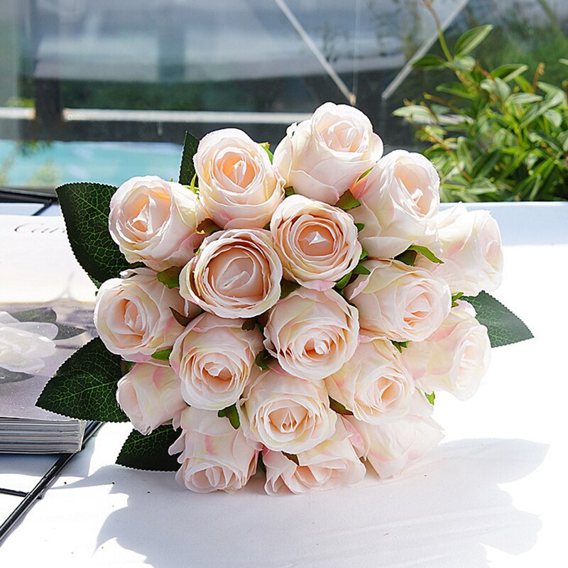 Ramo de rosas artificiales de seda rosa para el hogar, decoración de boda, rosa polvorienta, flor falsa, decoración de mesa de otoño, suministros para fiestas