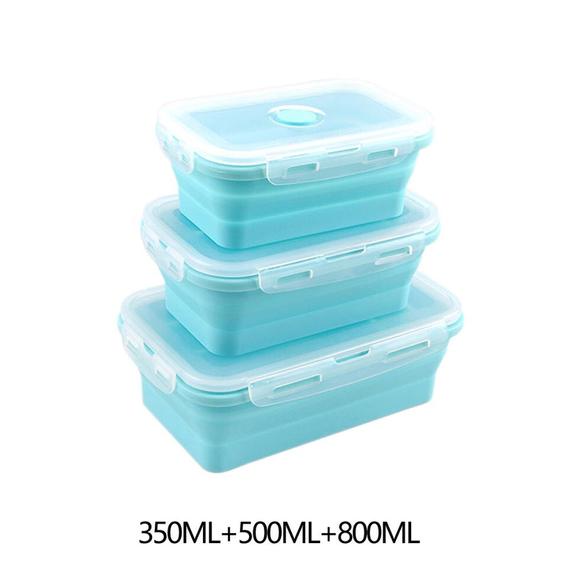 Food Storage Containers With Lids Silicone Collapsible BPA Free Lunch Fruit Salad Box Set reezer Microwavable