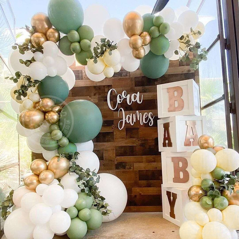 1 Juego de guirnalda de globos verdes Retro, Kit de arco, globo verde aguacate, decoraciones para fiesta de cumpleaños, Baby Shower, decoración para niños