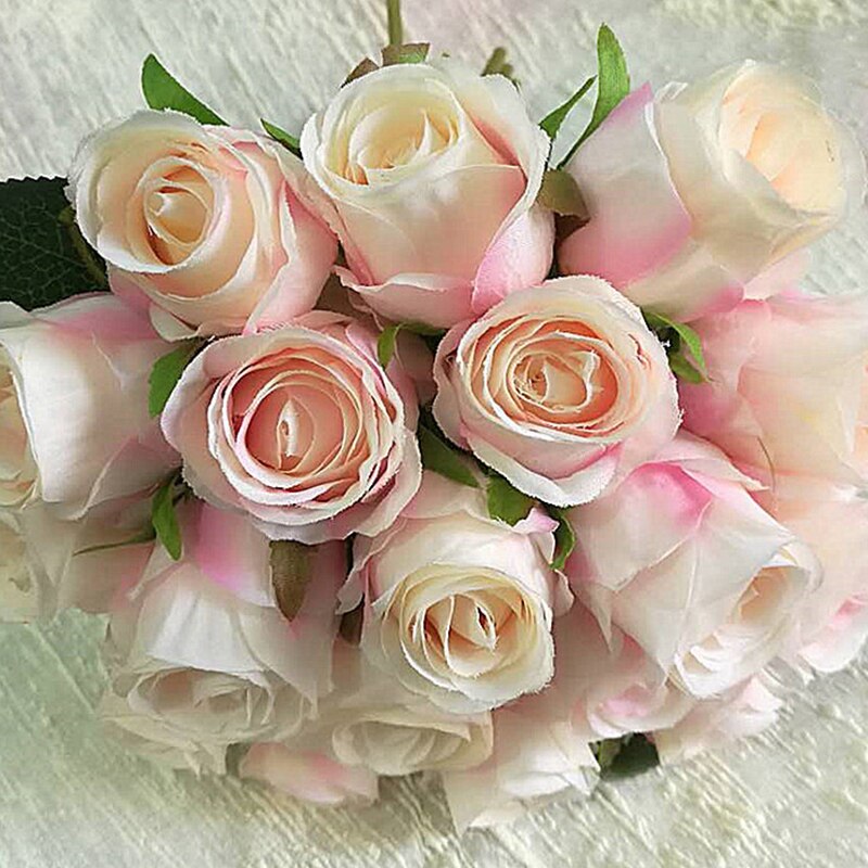 Pink Silk Artificial Flowers Rose Bouquet for Home Wedding Decoration Dusty Rose Fake Flower Autumn Table Decor Party Supplies