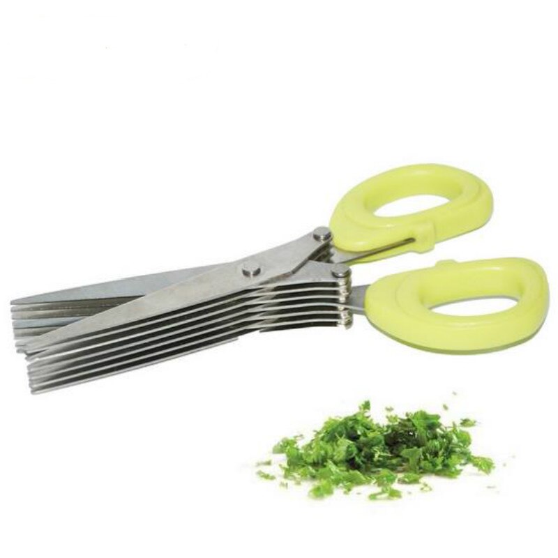 Lauchzwiebelschere Kräuterzwiebelschneider 5 Klingen Multifunktions-Edelstahl-Gemüseschneider Messer Schere Kochwerkzeuge