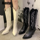 Women Cowboy Boots Pointed Toe Women&