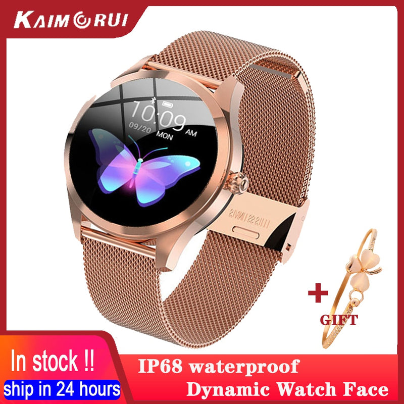 Smart Watch Frauen Wasserdicht IP68 Pulsmesser Fitness Tracker Sport Smartwatch Schöne Uhr Connect Für IOS Android