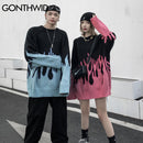 GONTHWID Hip Hop Pullover Feuer Flamme Strickpullover Pullover Streetwear Harajuku 2022 Herrenmode Lässig Pullover Tops Mäntel