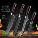 Stainless Steel Chef Knife Set with Knife Cover Case Sheath 8 Pcs  Cleaver Slicing Damascus Veins  Survive  Kitchen Knives Set