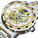Winner Transparent Diamond Mechanical Watch Skeleton Wrist Watch for Men Top Brand Luxury Watches Unisex Size Clock reloj hombre