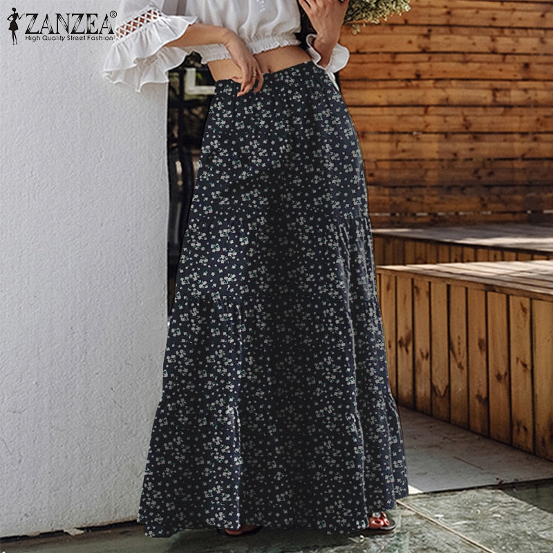 Vintage Women's Wide Leg Trousers ZANZEA 2022 Solid Pants Casual Elastic Waist Long Pantalon Palazzo Female  Turnip