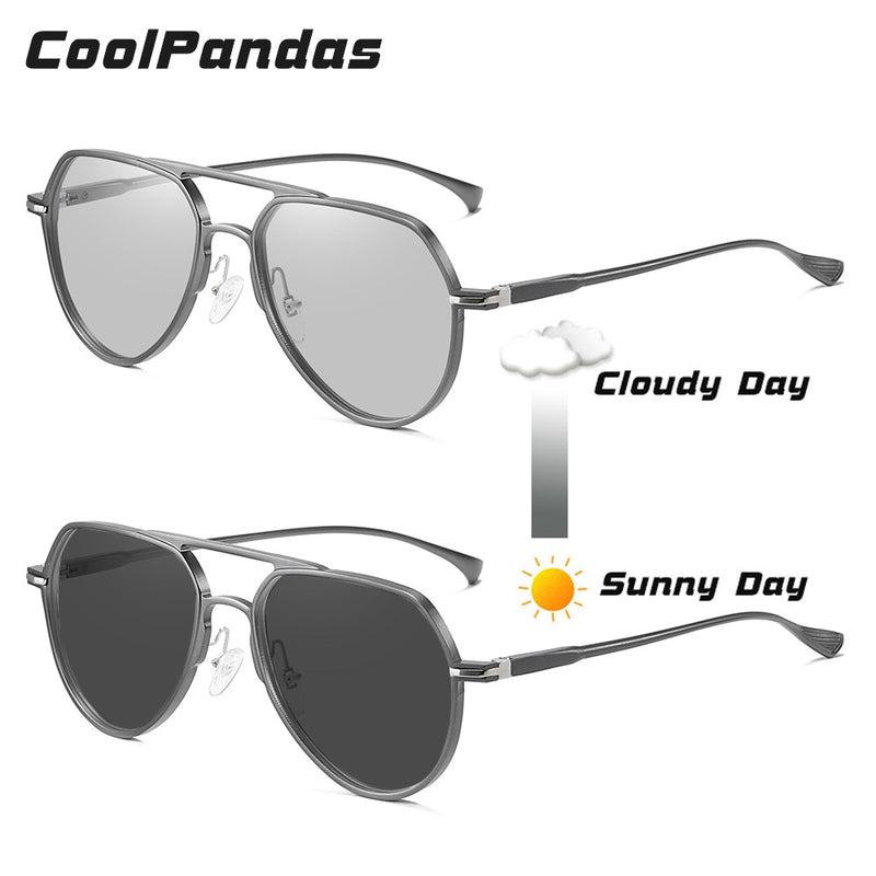 CoolPandas marca piloto gafas de sol hombres mujeres fotocromáticas día noche conducción polarizada Sun Glasse camaleón anteojos de sol hombre