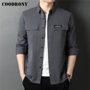 COODRONY Brand Spring Autumn High Quality Streetwear Fashion Style Big Pocket 100% Cotton Long Sleeve Shirt Men Clothing C6112