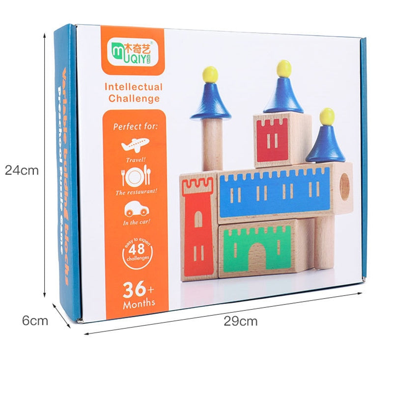 Montessori Wooden Magic Box Game Children Educational Toys For Kids Early Learning 3D Wooden Building Blocks Birthday Gifts