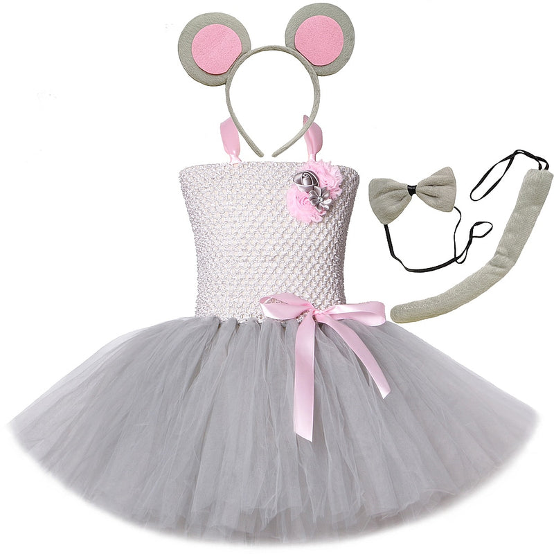 Graue Maus Kostüme Mädchen Tutu Kleid Kinder Tier Kostüm Kinder Halloween Kleider für Mädchen Baby Kleidung für Geburtstagsfeier