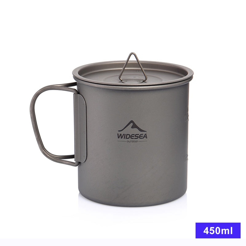 Widesea Camping Mug Titanium Cup Tourist Tableware Picnic Utensils Outdoor Kitchen Equipment Travel Cooking set Cookware Hiking