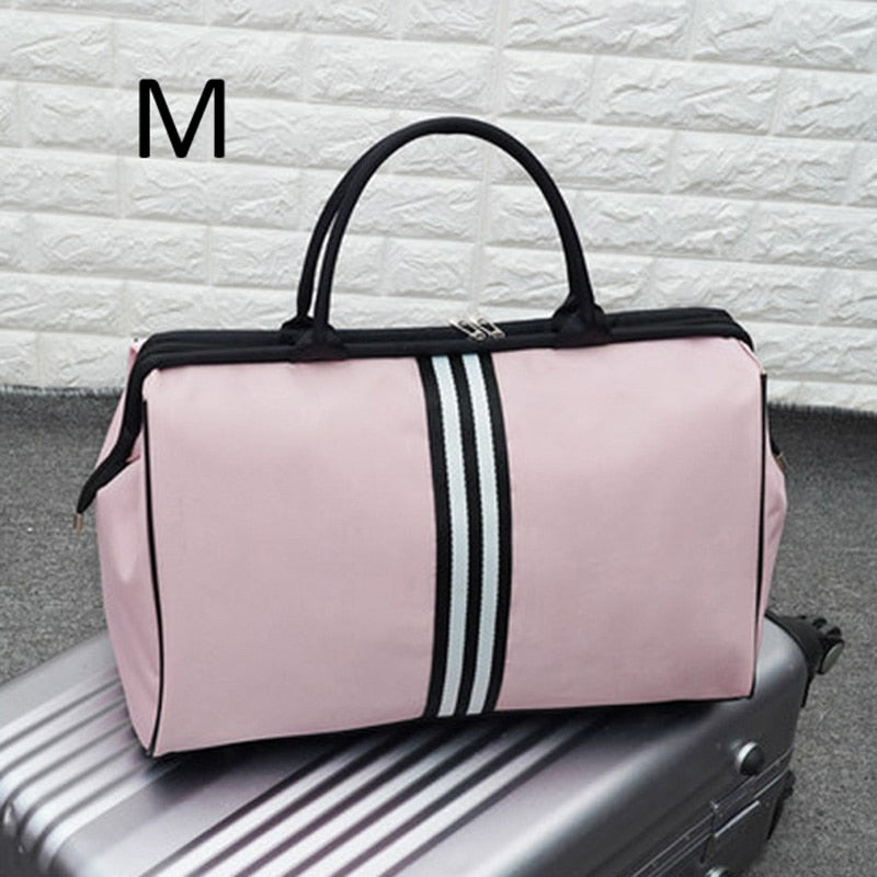 Korean Version Overnight Weekend Traveling Bag Strip Handbag Big Travel Bag Luggage Men&