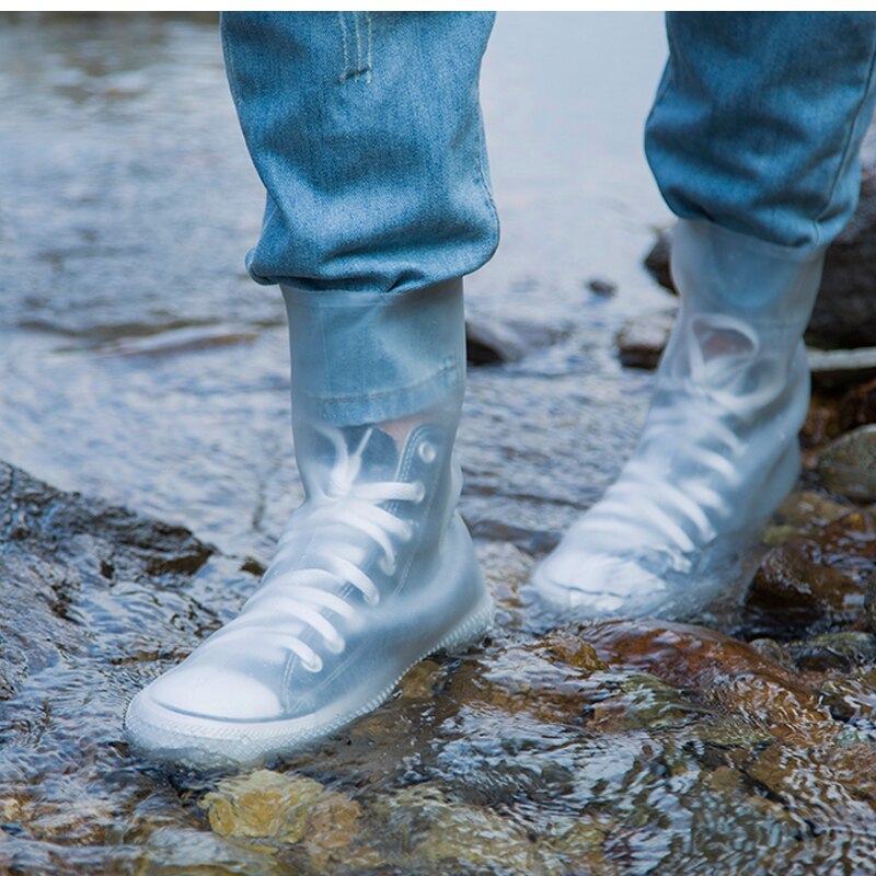 Top quality Women Man TPE  Integral Mould Waterproof Reusable high Rain Shoe Cover Rain Boot Anti-skid dustproof Shoes Covers