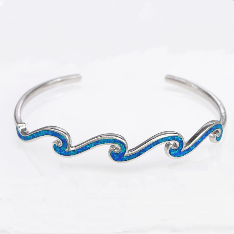 JLB-015 Brazaletes para mujer Brazalete de ópalo ondulado azul Regalo de joyería para mujer