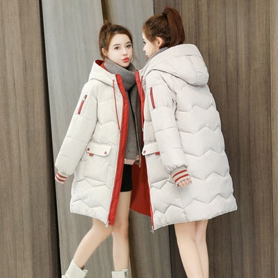 2022 Winter Women Jacket Coats Long Parkas Female Down cotton Hooded Overcoat Thick Warm Jackets Windproof Casual Student Coat