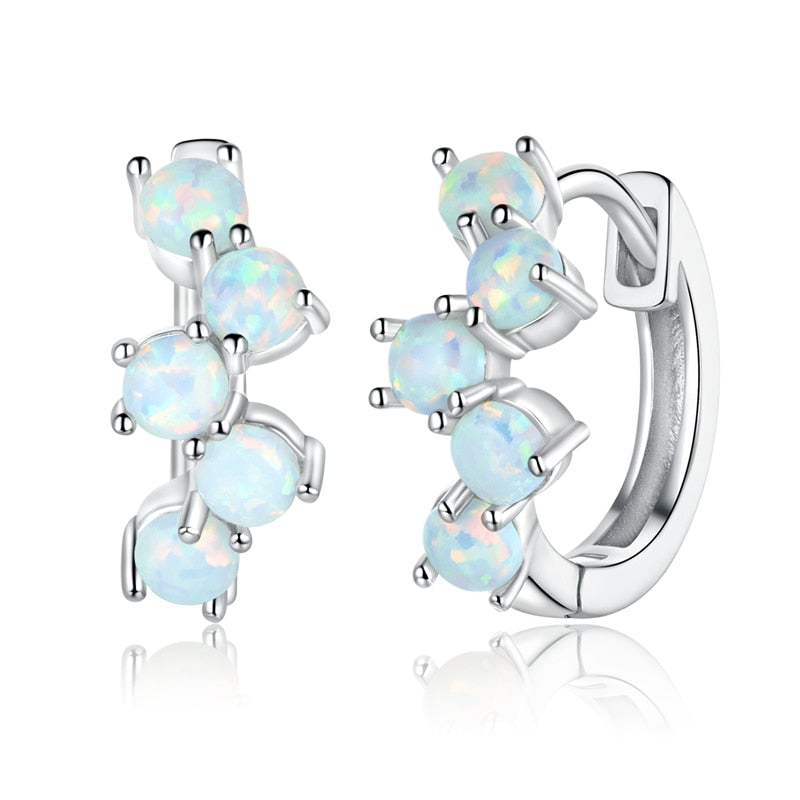 WOSTU 925 Sterling Silver Opal Stud Earrings Cat Unicorn Heart Blue Opal Earrings For Women Original Silver 925 Jewelry