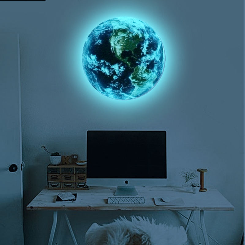 20/30CM Luminous Earth Moon Wall Stickers For Kids Rooms Bedroom Decoration Wall Sticker Home Decor Living Room Glow In The Dark