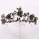 Baroque Vintage Black Purple Crystal Pearls Bridal Tiaras Crown Rhinestone Pageant Diadem Veil Tiara Wedding Hair Accessories