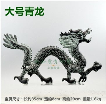 Dragón de bronce de Feng Shui, adornos de cuentas para atrapar, artesanía casera de la suerte, arte decorativo