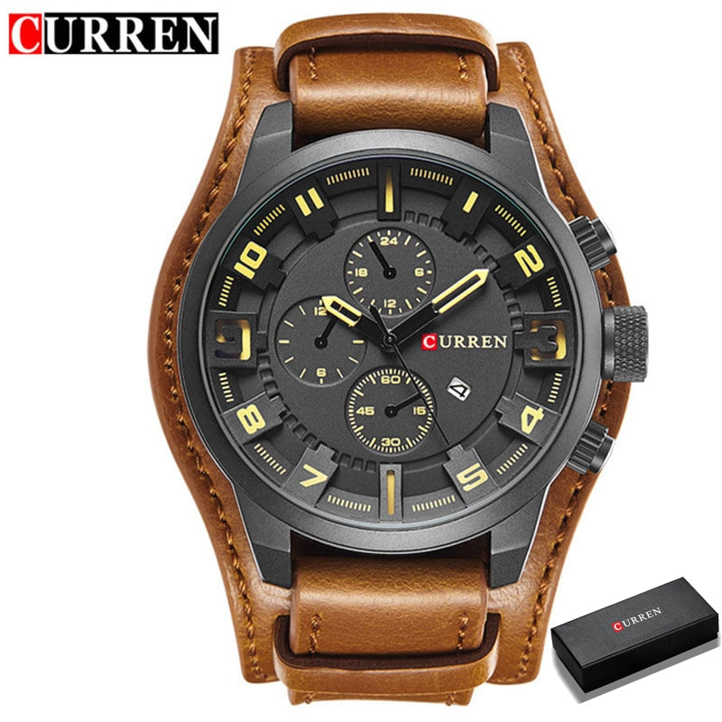 Luxury Brand CURREN Mens Watches Military Sports Men Watch Quartz Date Clock Casual Leather Wrist Watch Relogio Masculino 8225