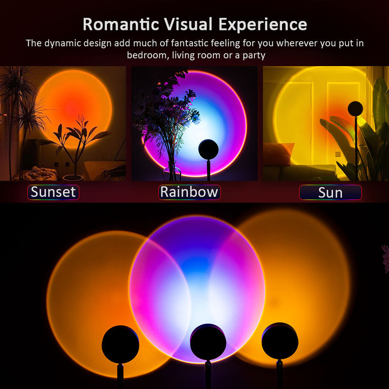 colorRGB, phone app control Changing , Sunset lamp Projection，180 Degree Rotation, Romantic Sunset Rainbow light