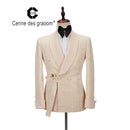 Cenne Des Graoom Neue Herrenanzug Maßgeschneiderte Kostüm 2 Teile Blazer Hose Schalkragen Satin Hochzeit Party Bräutigam Smoking Auf der Bühne