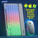 Keyboard For Tablet Android iOS Windows Wireless Mouse Keyboard Bluetooth-compatible Rainbow Backlit Keyboard For iPad Phone
