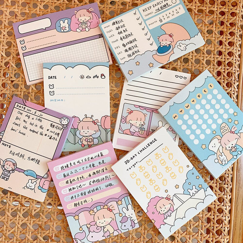 MINKYS Kawaii 50 hojas Bloc de notas papel para hacer lista de verificación planificador diario Bloc de notas Paperlaria escuela coreana papelería