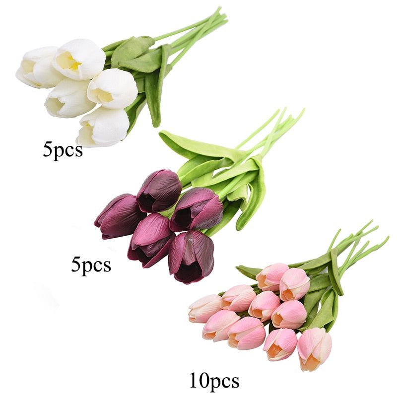 20pcs Mix Tulip Artificial Flower Real Touch Artificial Bouquet Fake Flower for Wedding Decoration Flowers Home Garden Decor