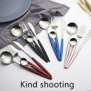 24Pcs/set Steak Knife Fork Coffee Spoon Teaspoon Gold Cutlery Kitchen Tableware Upscale Stainless Steel Western Tableware Set
