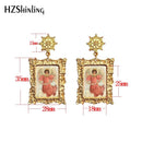 2020 Antique Dangle Earrings Mother of God Virgin Mary Retro Paintings Glass Cabochon Mandala Pendants Jewelry for Women