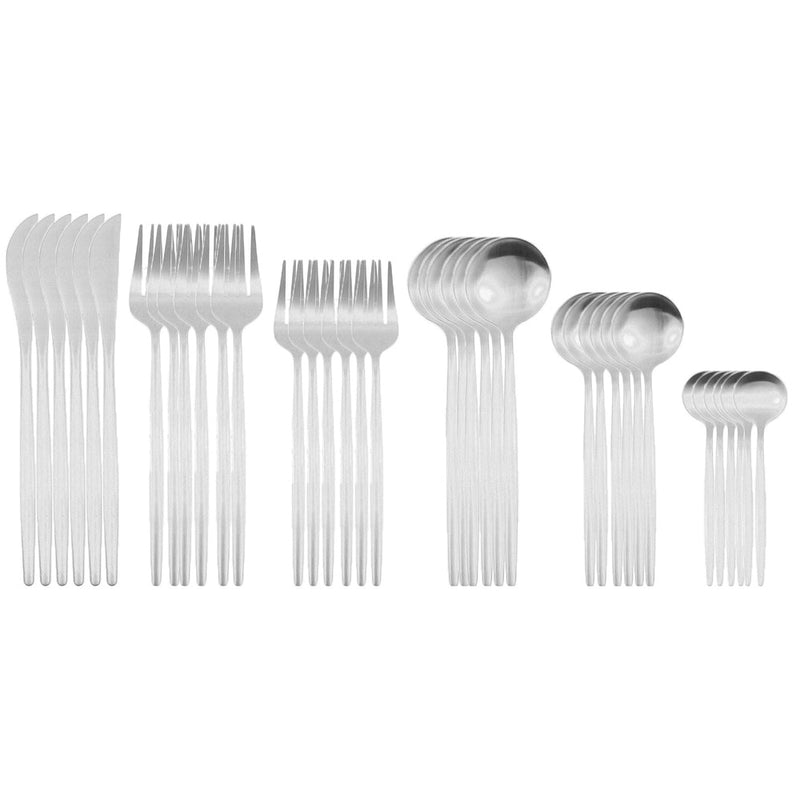 36Pcs Matte Stainless Steel Cutlery Set Dinnerware Gold Knife Fork Dessert Spoon Silverware Kitchen Party Dinner Tableware