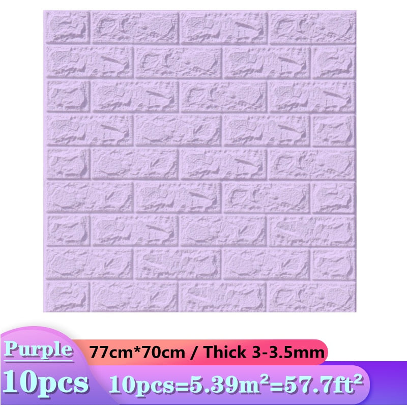 10 pegatinas de pared 3D de 77x70cm, papel tapiz autoadhesivo impermeable para dormitorio de ladrillo de imitación para decoración de fondo de TV y sala de estar