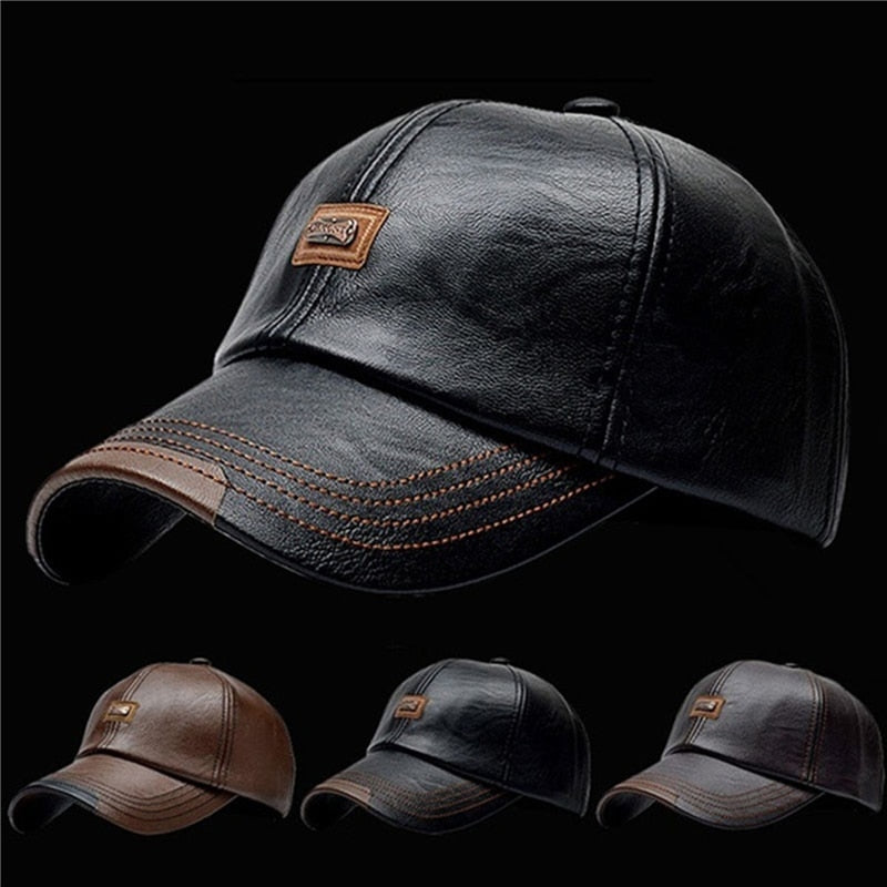 Nueva gorra de béisbol, gorra de moda informal para otoño e invierno, además de gorra de terciopelo, gorra de béisbol de cuero para hombres