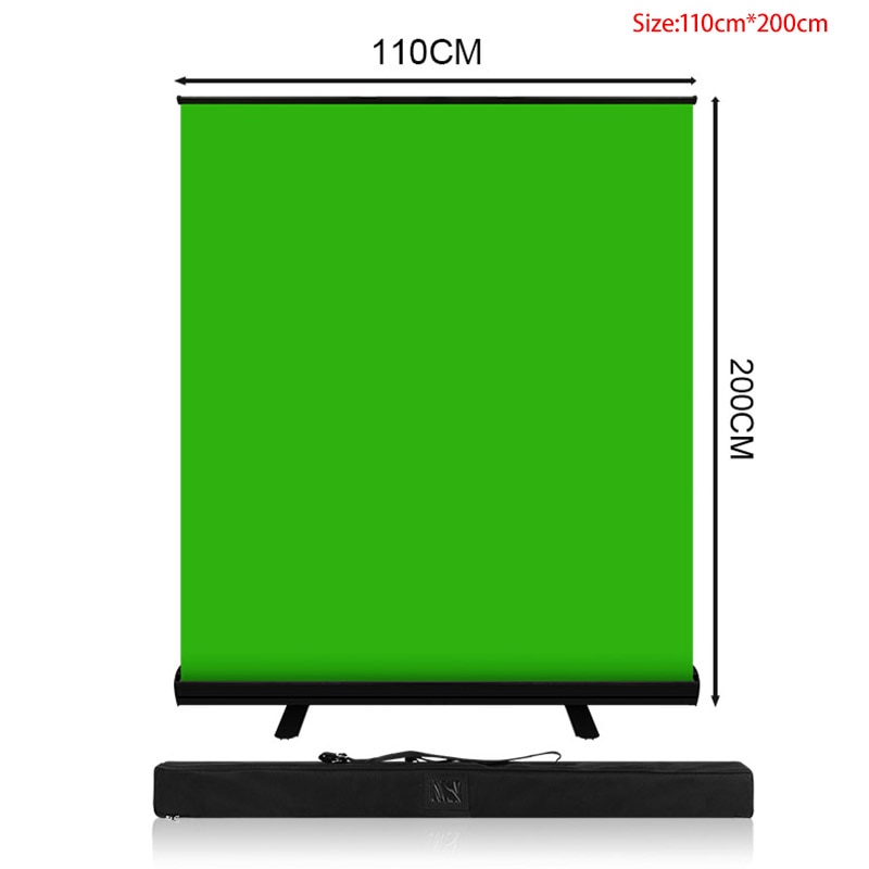 PYNSSEU 150 cm * 200 cm Hintergrund Zusammenklappbarer Green Screen Chromakey-Hintergrund Pull-up-Ständer Für YouTube-Videospiel Virtuelles Studio
