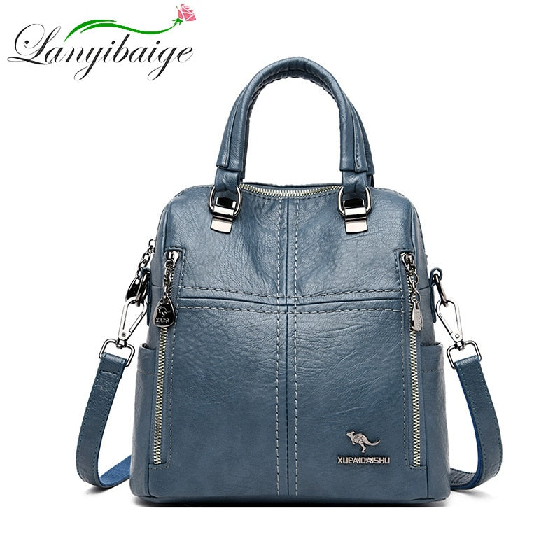 LANYIBAIGE, nueva mochila para mujer, bolsos multifunción, diseñador de cuero de alta calidad, bolso cruzado para mujer, mochilas escolares, mochilas de viaje