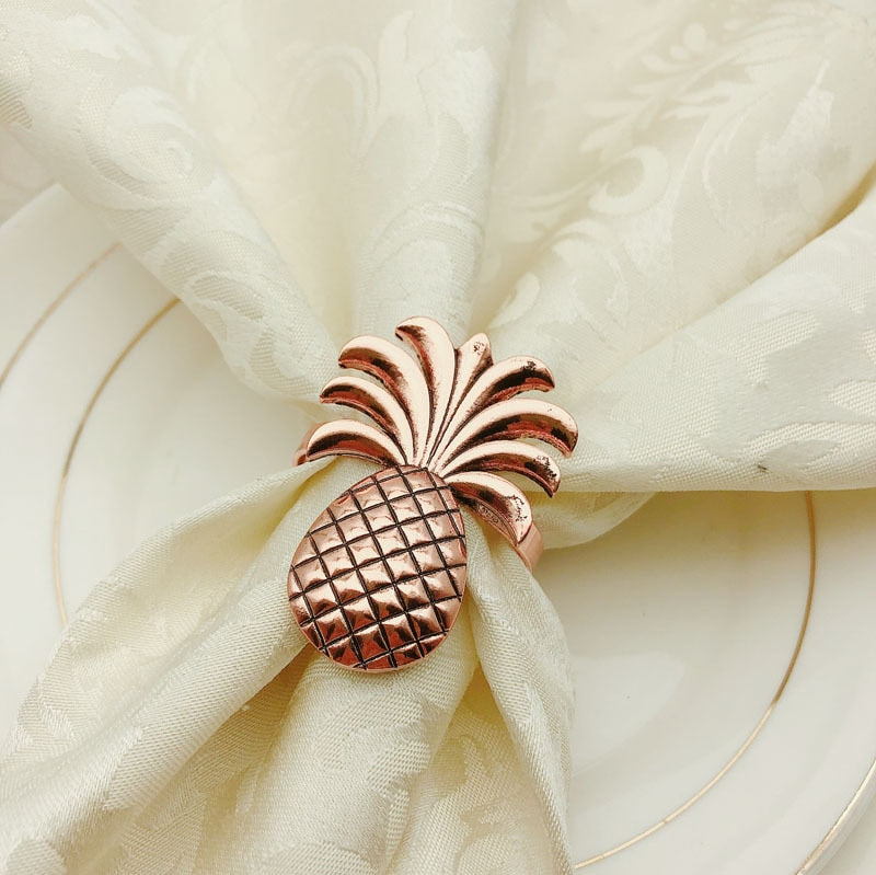 10pcs/lot Hot sale pineapple napkin ring metal plating napkin ring ring stand wedding holiday party table decoration