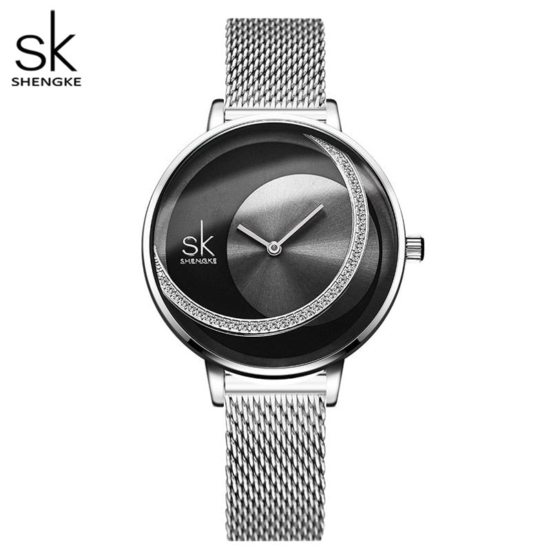 Shengke Crystal Damenuhr Luxusmarke Damenuhren Original Design Quarz Armbanduhren Kreative Uhr für Frauen