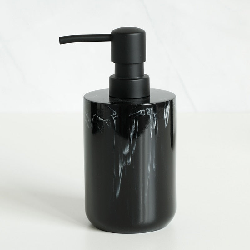 Black Bathroom Accessory Resin Toothbrush Holder Toilet Brush Soap Dispenser Pump Bottle Soap dish Mouthwash Cup