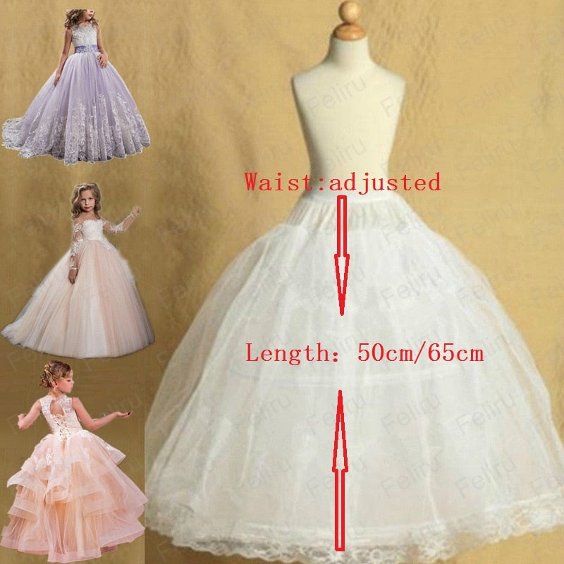 Lolita Skirt Kids 2 Hoop Pettiskirt For Wedding Flower Girl Petticoat Underskirt Slips Princess For Child 2-14 Years Vestidos