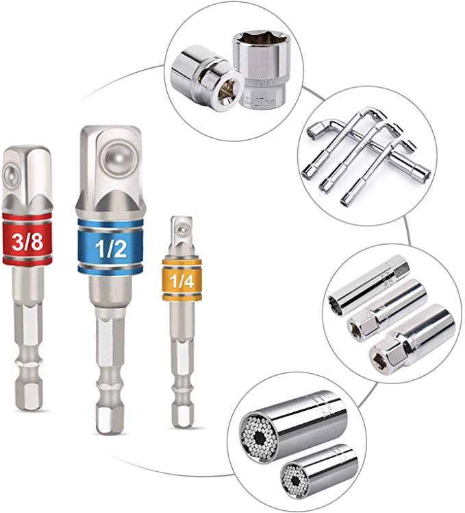 Adaptador de taladro eléctrico de llave de trinquete de enchufe universal y broca de destornillador eléctrico de extensión de controlador de ángulo recto de 105 grados