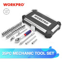 WORKPRO 35PC Tool Set Home Instruments Set of Tools for Car Repair Tools 1/4" Dr. Socket Set Ratchet Wrench