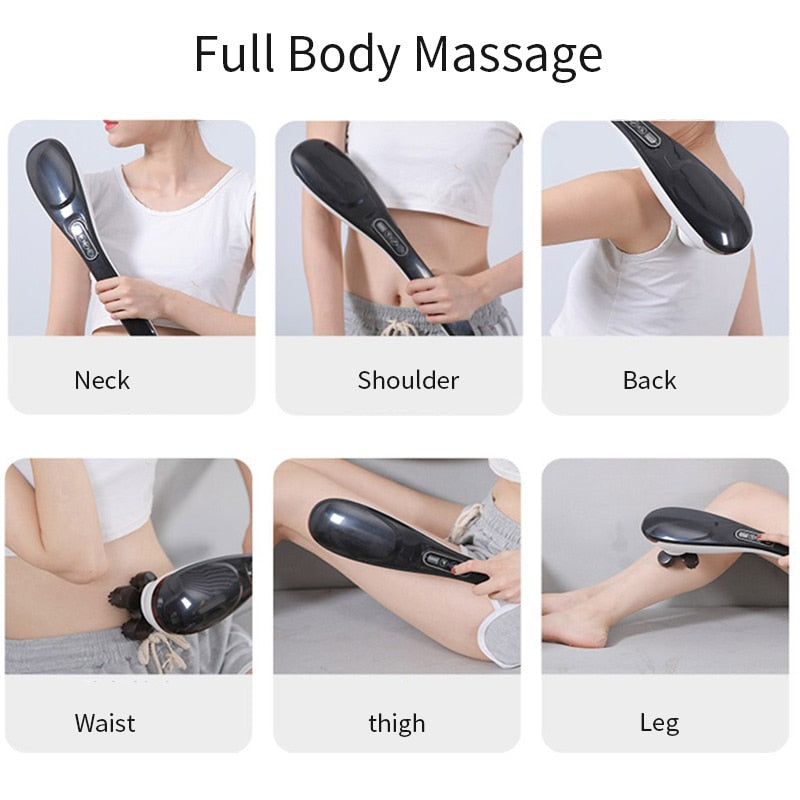 Cordless Handheld Back Massager , Rechargeable Electric Deep Tissue For Back Muscle Foot Neck Shoulder Leg Body Pain Relief