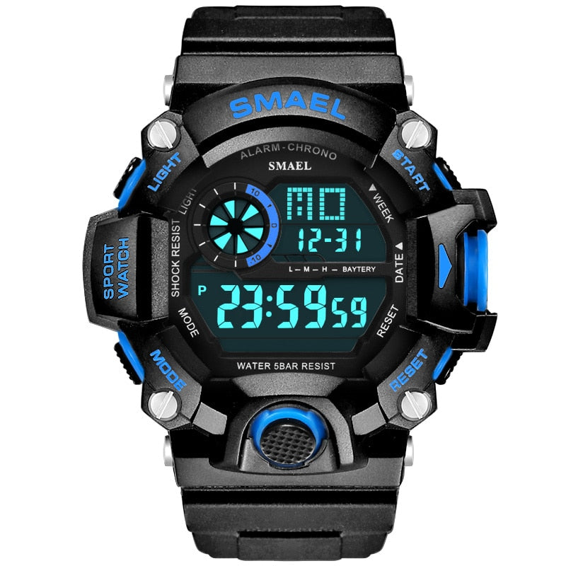 Reloj para hombre 50m resistente al agua SMAEL reloj de lujo para hombre relojes luminosos LED reloj de camuflaje banda 1385C relojes de pulsera digitales militares