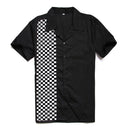 SISHION L-2XL Camisa de hombre ST110 Manga corta Negro Rojo Rockabilly Algodón Casual Camisas de bolos para hombres camisa masculina