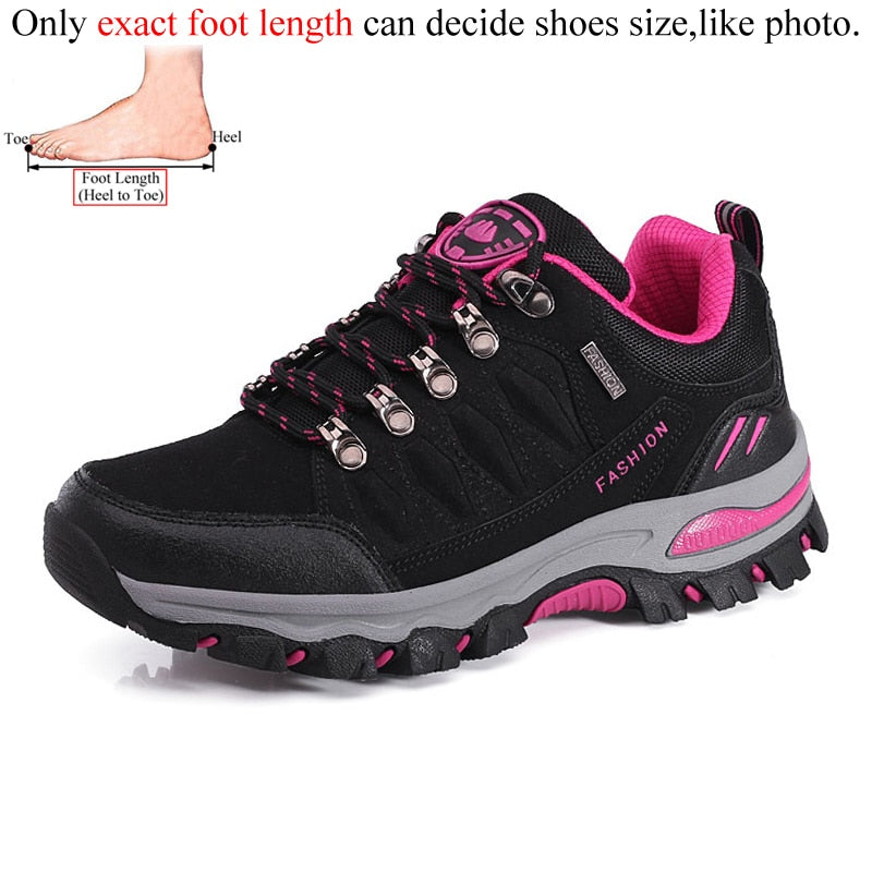 Autumn Spring Women Outdoor Leather Trekking Hiking Shoes Woman Mountain Sneakers Treking Walking Camping Trail Climbing