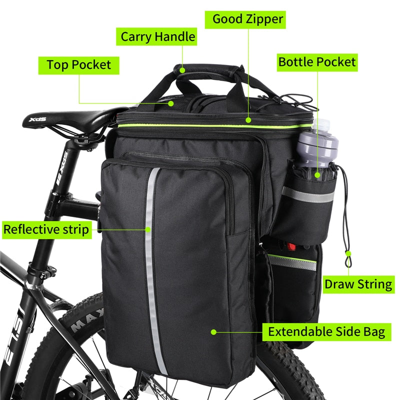 Bolsa impermeable para sillín de bicicleta, reflectante, 20L, gran capacidad, trasera, 3 en 1, bolsa para maletero, portaequipajes de montaña y carretera, bolsas para bicicleta