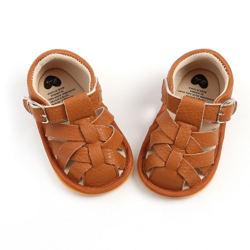 Summer Newborn Shoes Baby Boys Sandals Soft Leather Bebe Boys Prewalker Soft Sole Genuine Leather Beach Sandals 4 Colors