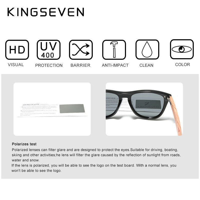 KINGSEVEN Women's Glasses Natural Bubinga Wooden Sunglasses Men Polarized Fashion Sun Glasses Original Wood Oculos de sol